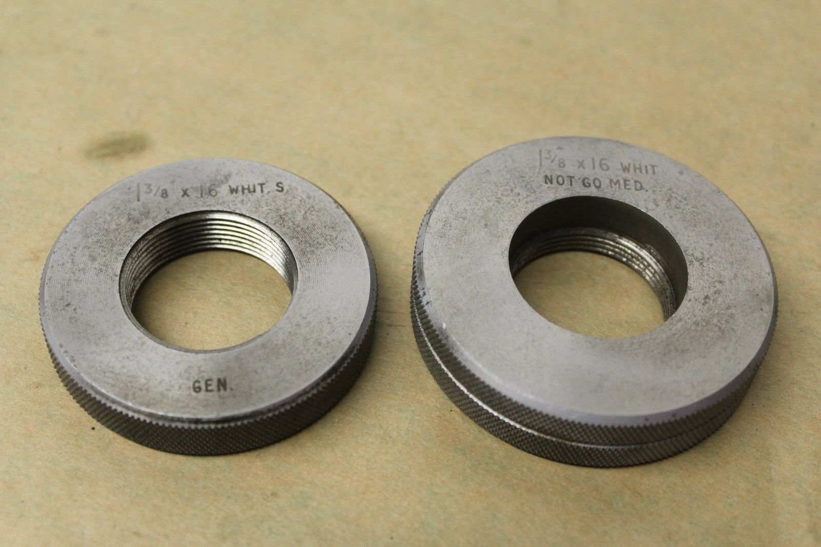 Matrix 1 3/8" x 16 Tpi Whitworth Form GO & NO GO Screw Thread Ring Gauges ME922