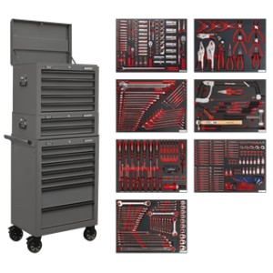 Superline PRO® Tool Chest Combination 14 Drawer with 446pc Tool Kit - Grey