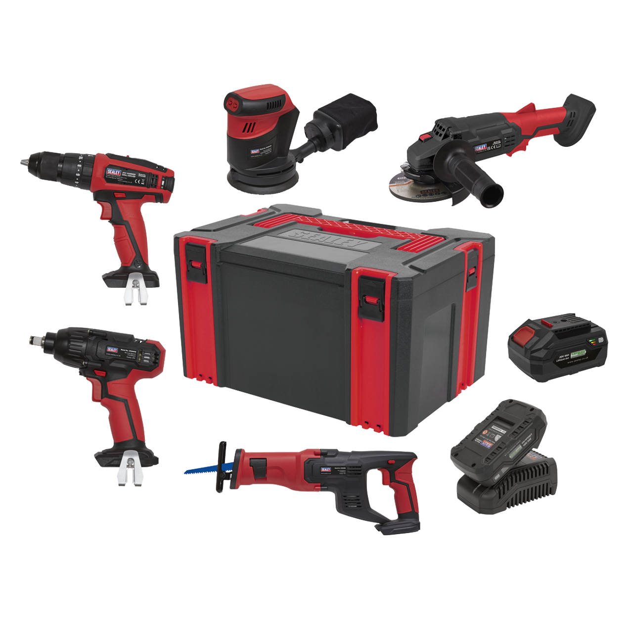 Sealey 5 x SV20 Series Cordless Power Tool Kit 20V - 2 Batteries